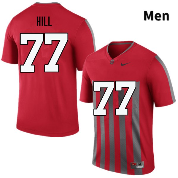 Ohio State Buckeyes Michael Hill Men's #77 Throwback Game Stitched College Football Jersey